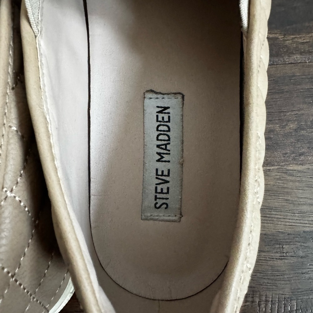 Steve Madden Women’s Beige Quilted Slip-On Shoes - Picture 6 of 8